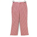 ★特価★【超美品】MUスポーツ パンツ レッド×白 チェック柄 ジップポケット レディース 40(M) ゴルフウェア M・U SPORTS