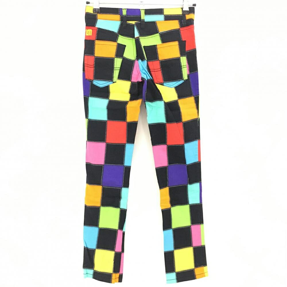 ラウドマウス パンツ 黒×マルチ 格子柄 スクエア ストレッチ レディース US0 ゴルフウェア LOUDMOUTH