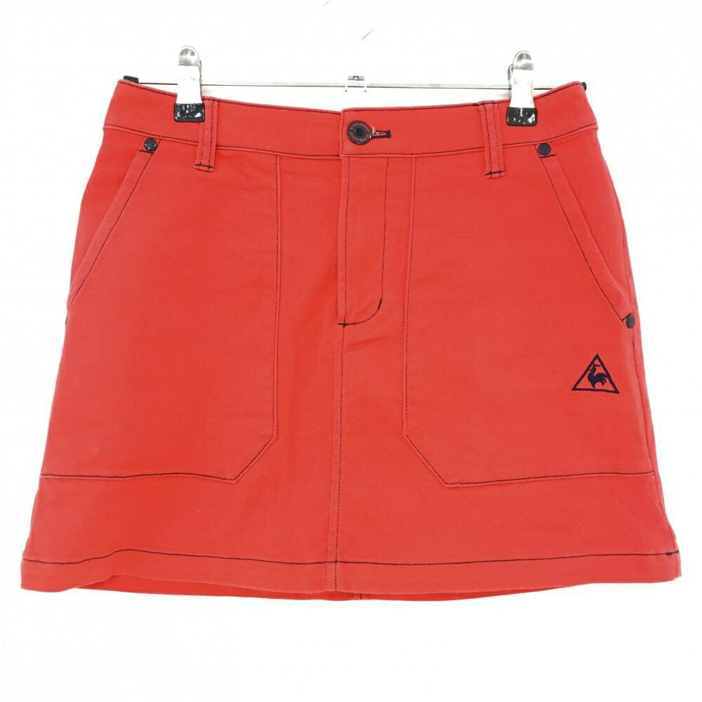 【美品】ルコック スカート レッド×ネイビー 後ろビッグロゴ ウエスト裏柄 レディース 9(M) ゴルフウェ..