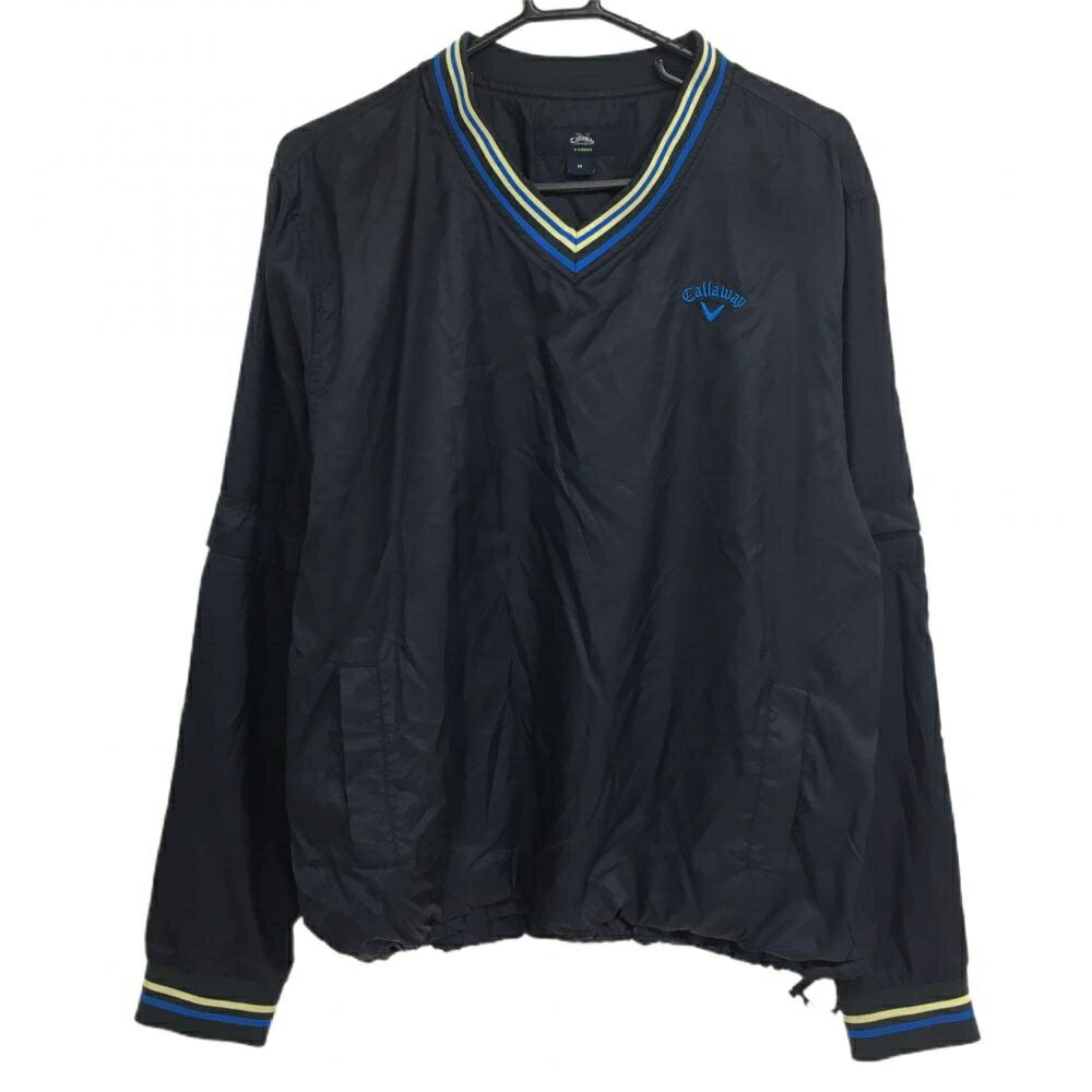 ★特価35%OFF★キャロウェイ 2WAYスニード ネイビー×アイボリー Vネック ロゴ刺しゅう 袖着脱可 メンズ M ゴルフウェア Callaway