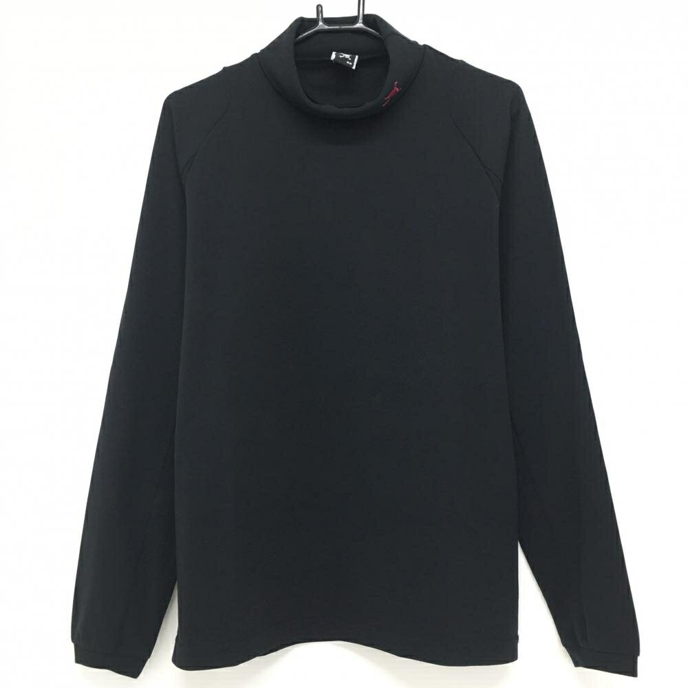 【11月1日限り！当店ポイント5倍！】★特価35%OFF★オークリー 長袖タートルネックシャツ 黒×ピンク ロゴ刺しゅう メンズ M ゴルフウェア Oakley