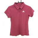 ★特価★アディダス 半袖ポロシャツ ワインレッド 織生地 ロゴプリント レディース OT ゴルフウェア adidas