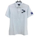 ★特価★【新品】パーリーゲイツ 半袖ポロシャツ ライトブルー×白 サッカー生地 ストライプ スマイル メンズ 4(M) ゴルフウェア PEARLY GATES(4)