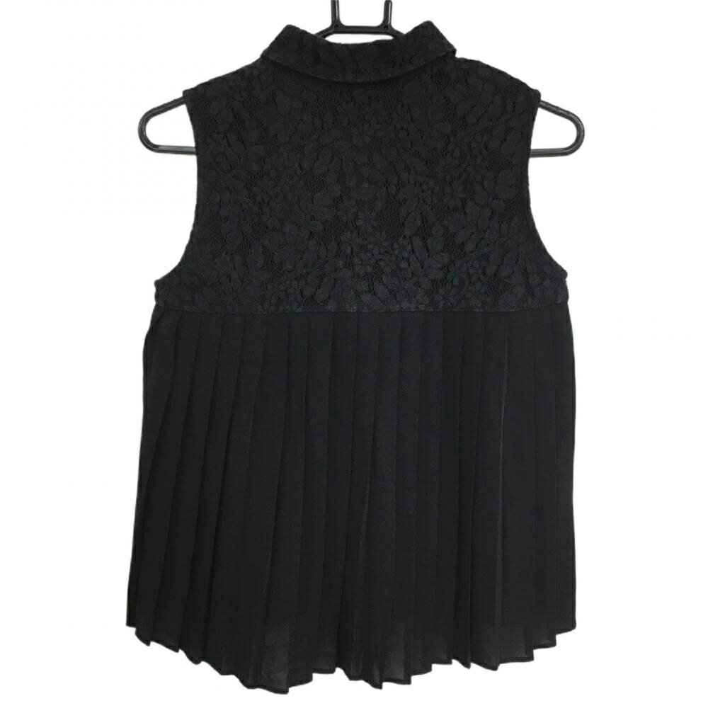 【美品】リエンダスエルタ ノースリーブポロシャツ 黒 後ろプリーツ 襟・背面上部レース レディース 表記なし ゴルフウェア rienda suelta