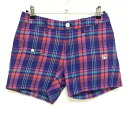 ★特価★パーリーゲイツ ショートパンツ ブルー×ピンク チェック レディース 2(L) ゴルフウェア PEARLY GATES