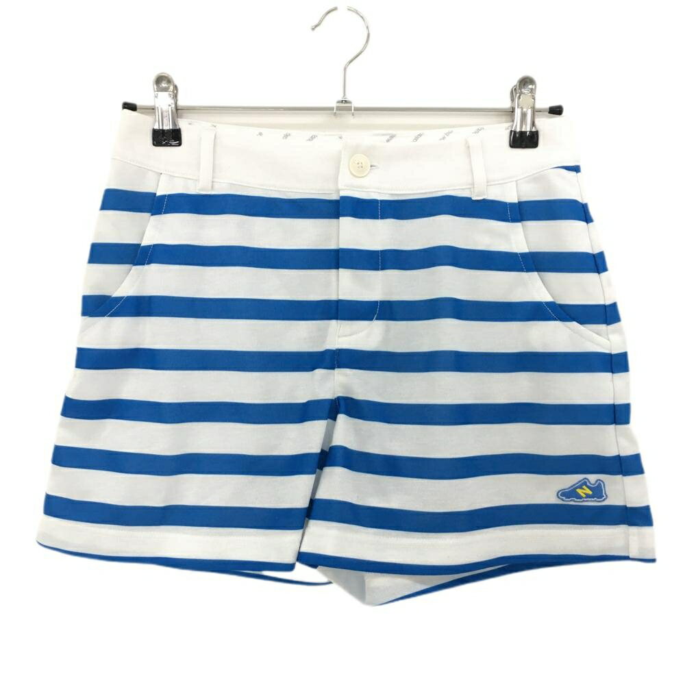 【美品】ニューバランス キュロットスカート 白×ブルー ボーダー ストレッチ レディース 0(S) ゴルフウ..