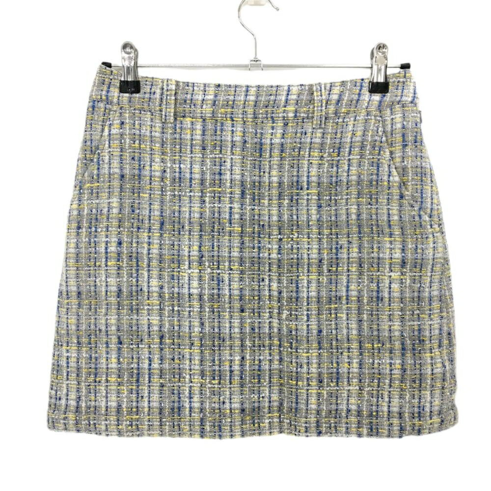 ビームスゴルフ スカート グレー×ブルー ツイード生地 裏地付き レディース M ゴルフウェア BEAMS GOLF