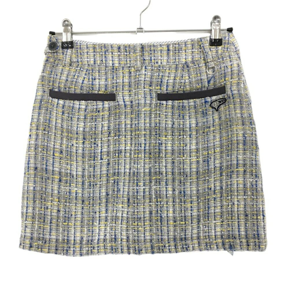 ビームスゴルフ スカート グレー×ブルー ツイード生地 裏地付き レディース M ゴルフウェア BEAMS GOLF