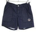★特価★【美品】ロサーセン ショートパンツ ネイビー デニム風 ロゴワッペン レディース M ゴルフウェア Rosasen