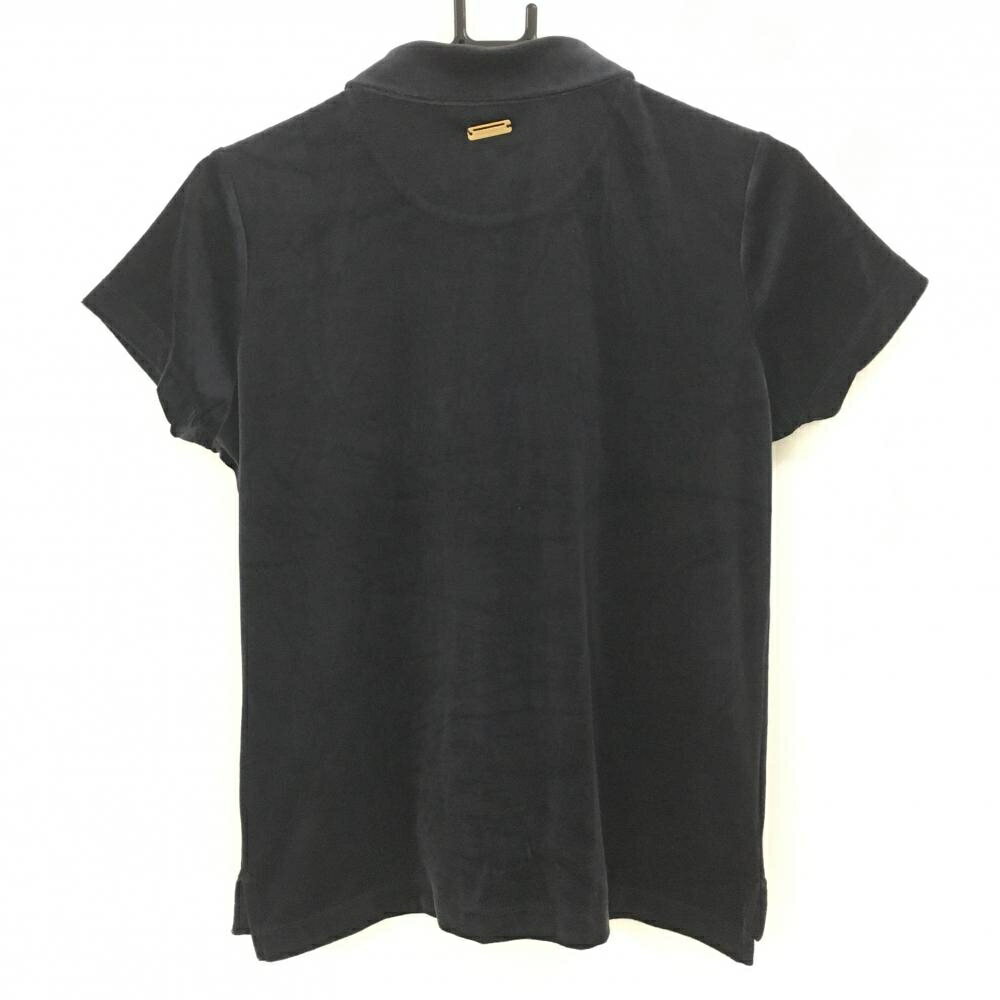 【美品】セントアンドリュース 半袖ポロシャツ 黒 ベロア生地 無地 レディース M ゴルフウェア St ANDREWS