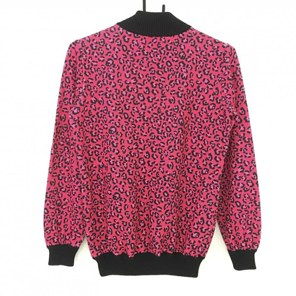 ダンスウィズドラゴン ジャケットブルゾン ピンク×黒 レオパード スパンコール レディース 2(M) ゴルフウェア Dance With Dragon