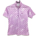 ★特価★アディダス 半袖ハイネックシャツ パープル×白 花柄 ハーフジップ レディース S/P ゴルフウェア adidas