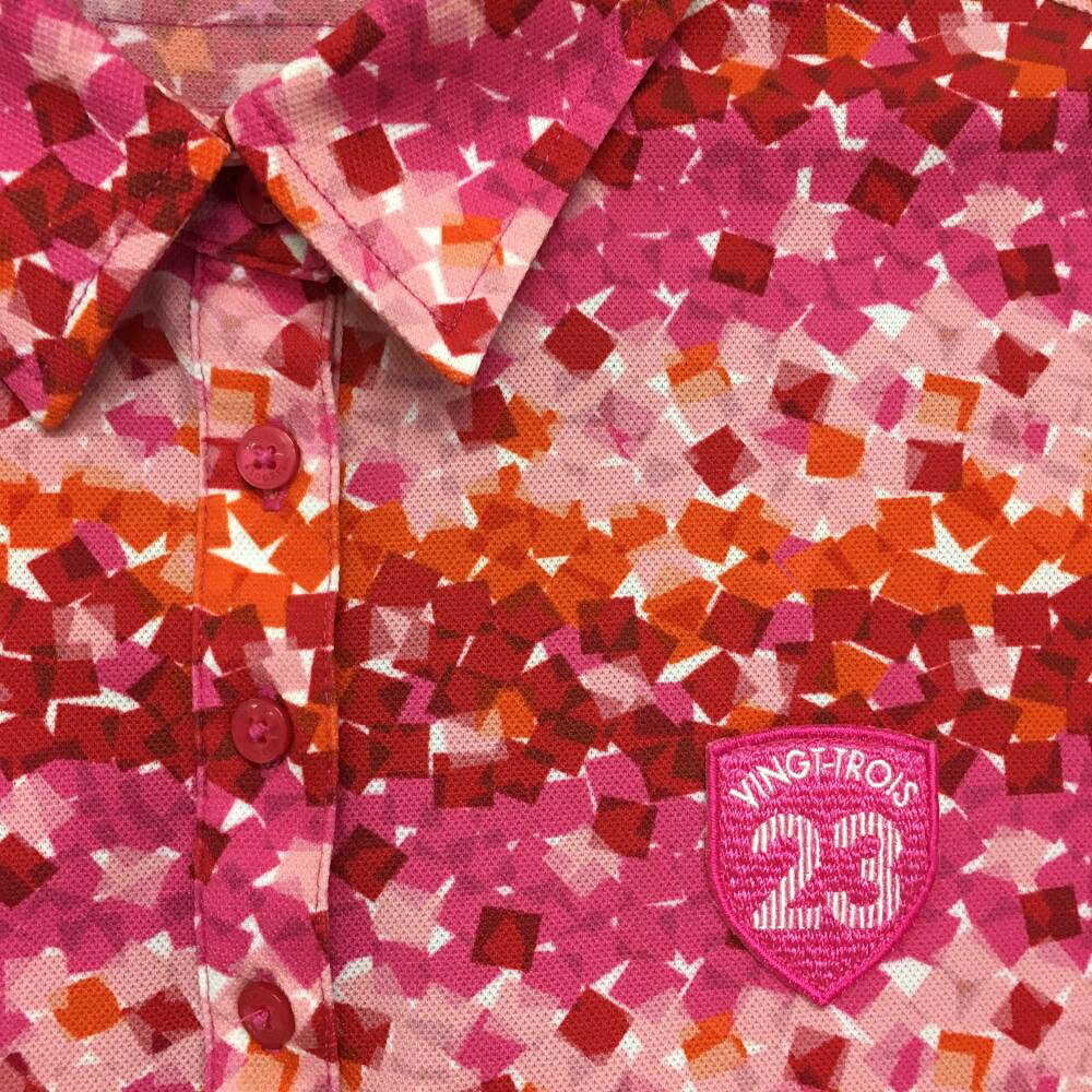 【超美品】23区ゴルフ 半袖ポロシャツ ピンク×レッド 総柄 レディース 0(S) ゴルフウェア 23区 reonard-10108069 レオナード 楽天市場店 サンプル画像3