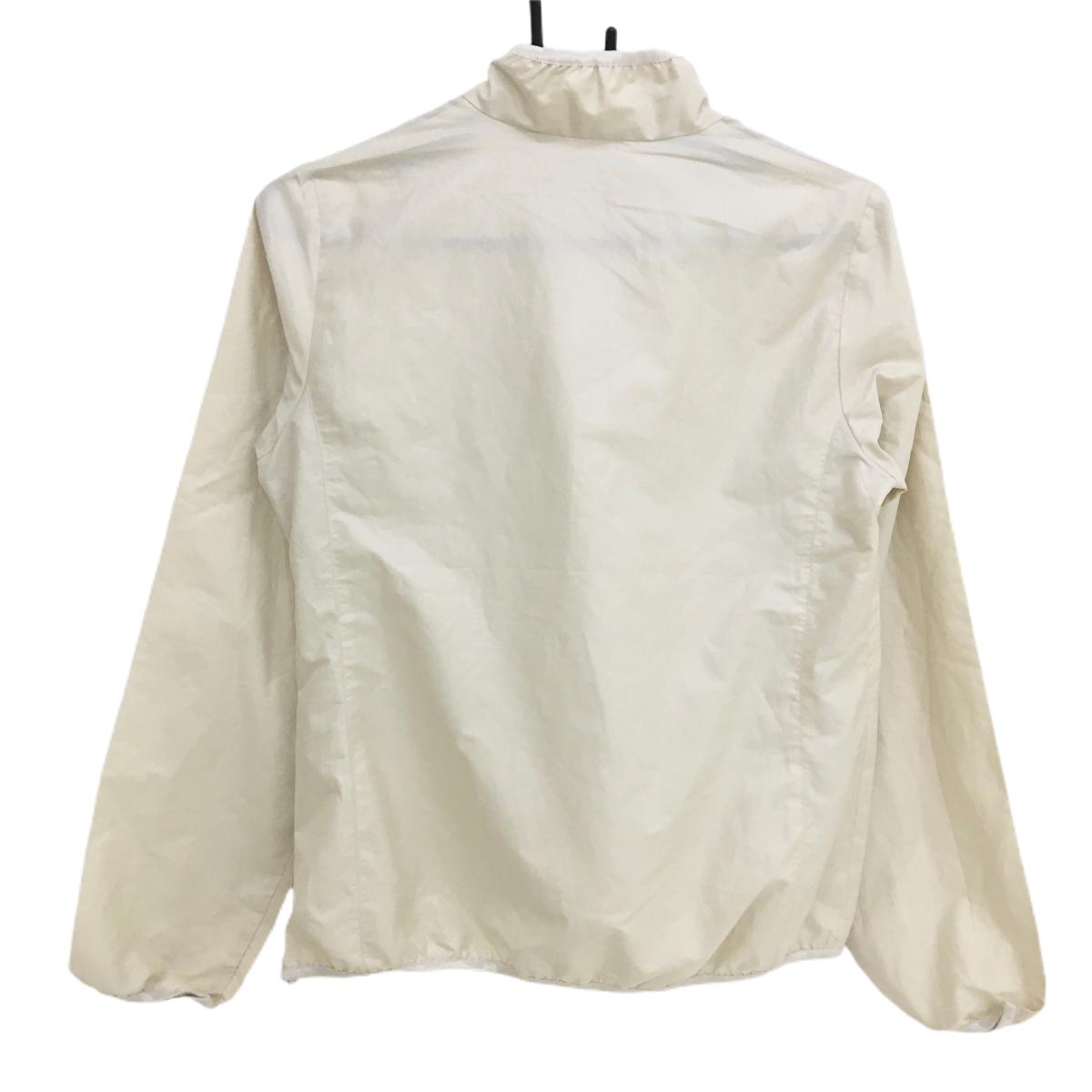 【美品】ブラックアンドホワイト ブルゾン ライトベージュ テリアプリント ハーフジップ 薄手 レディース 1(S) ゴルフウェア Black＆White