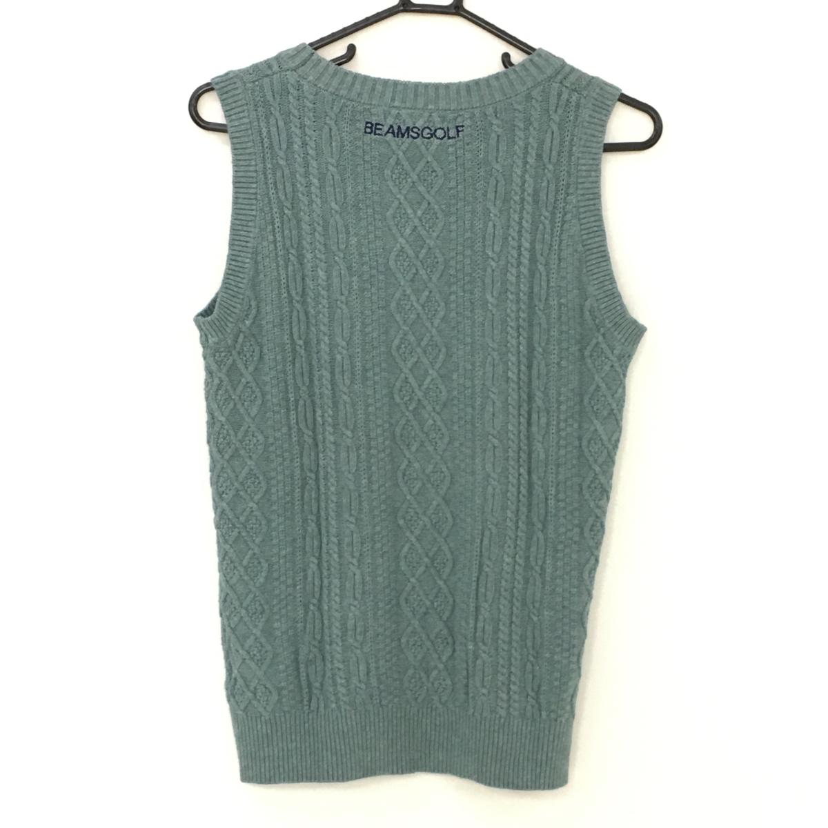 ビームスゴルフ ニットベスト ブルーグリーン コットン100％　 レディース M ゴルフウェア BEAMS GOLF