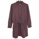 ★特価★【超美品】マスターバニー 長袖ポロワンピース ボルドー×ベージュ ドット風 レディース 1(M) ゴルフウェア MASTER BUNNY EDITION