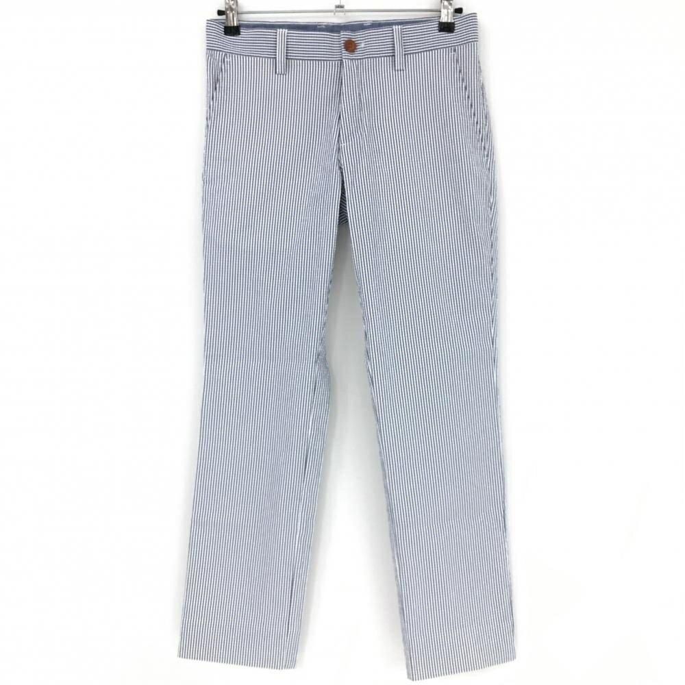 ★特価15%OFF★【超美品】キャロウェイ パンツ 白×グレー ストライプ柄 サッカー生地 メンズ S ゴルフウェア Callaway