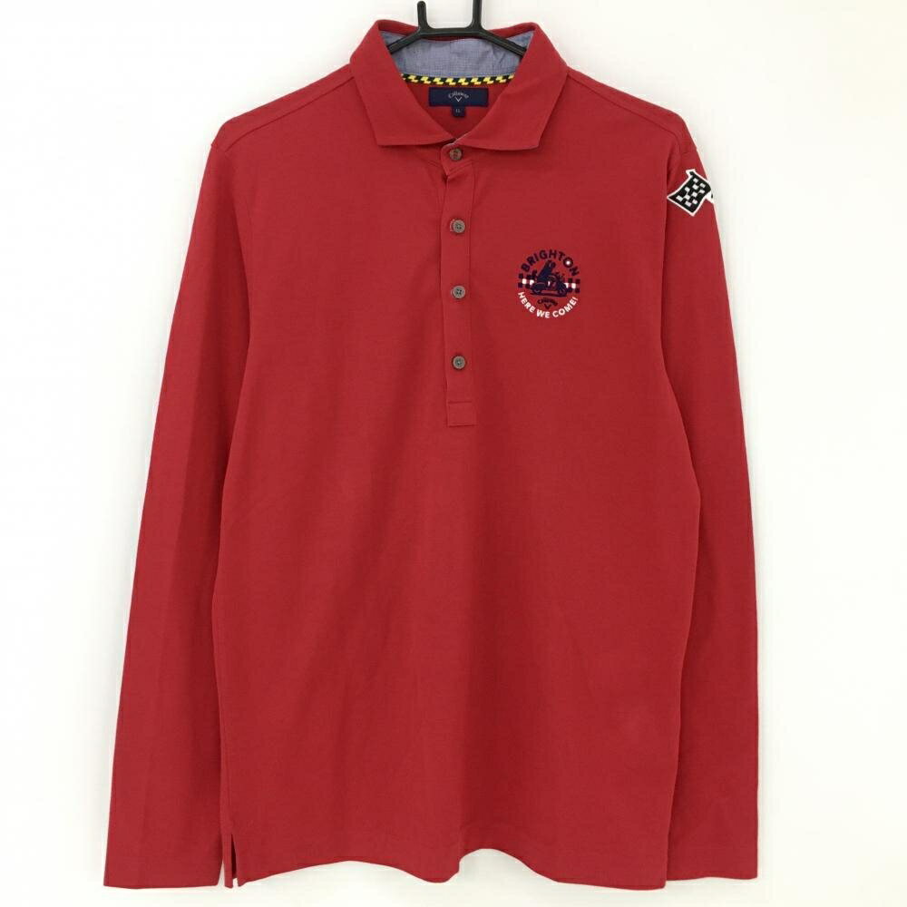 キャロウェイ長袖ポロシャツレッド胸...