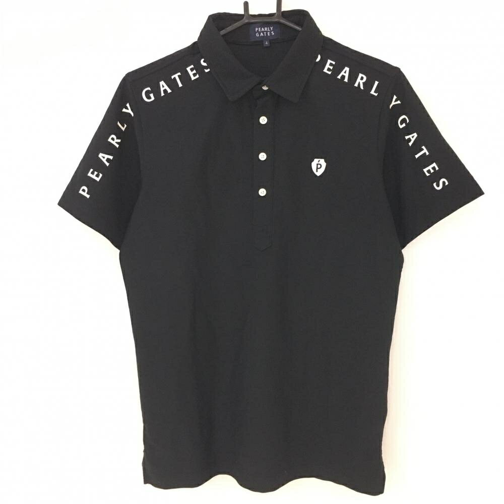 ★特価15%OFF★【美品】パーリーゲイツ 半袖ポロシャツ 黒×白 肩ロゴ メンズ 4(M) ゴルフウェア 2023年モデル PEARLY GATES