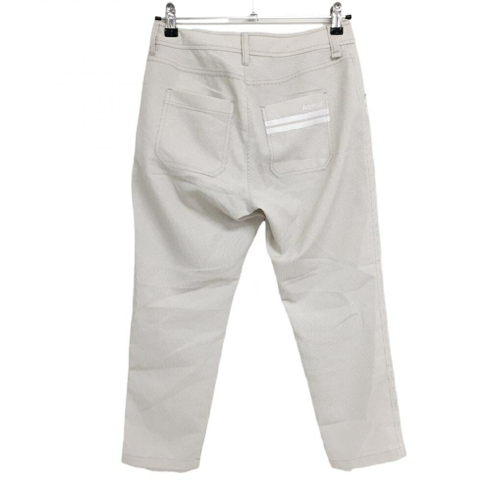 【美品】アドミラル 七分丈パンツ 白×ベージュ ストライプ テープライン レディース M ゴルフウェア Admiral