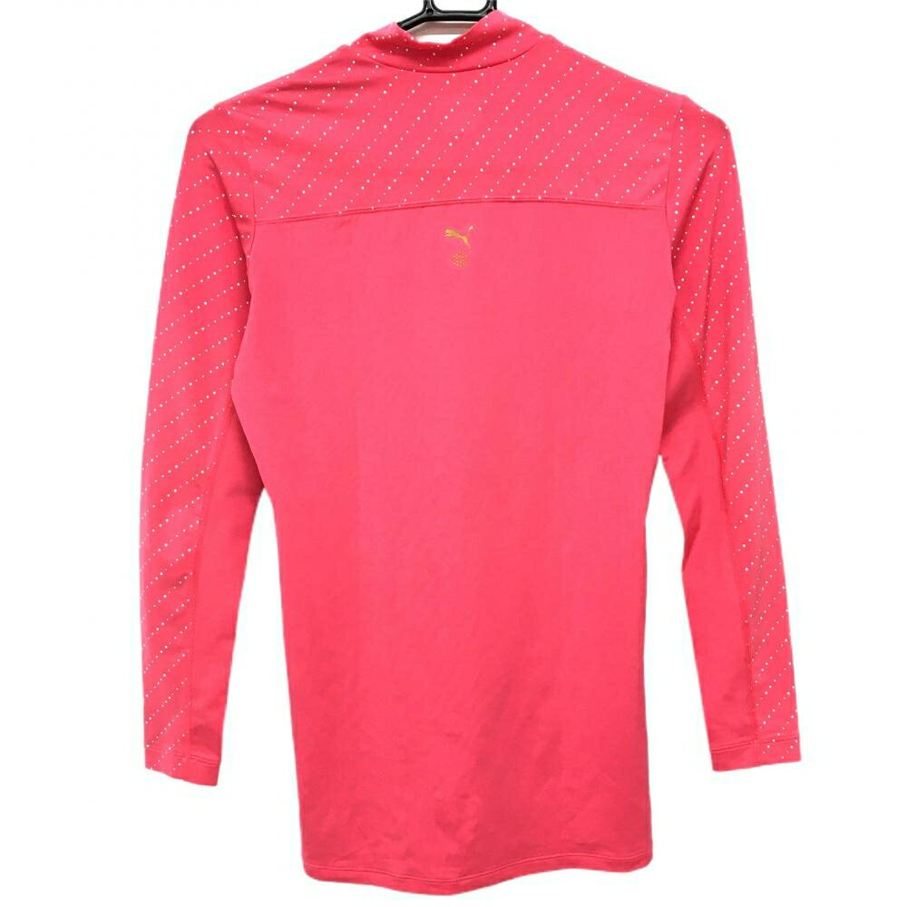 【超美品】プーマ 長袖ハイネックシャツ ピンク×白　一部ドット インナーシャツ レディース M ゴルフウェア PUMA