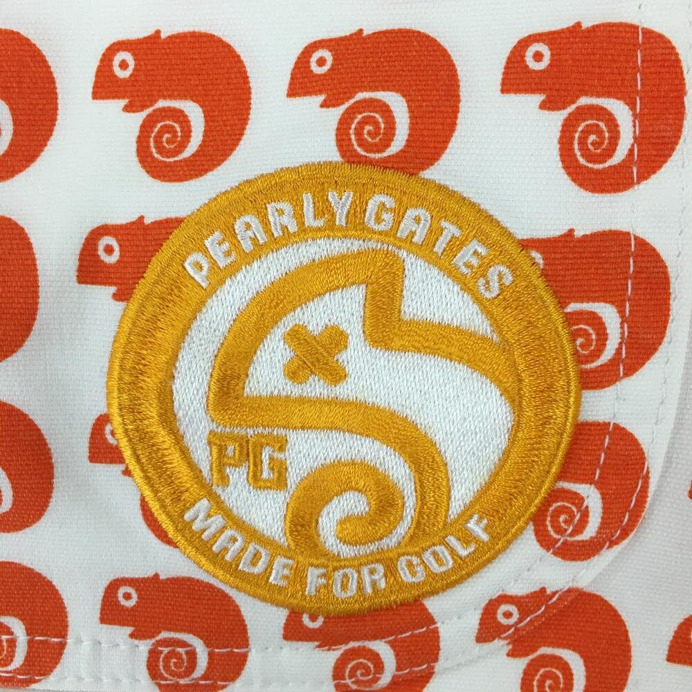 【超美品】パーリーゲイツ スカート 白×オレンジ カメレオン柄 レディース 1(M) ゴ...