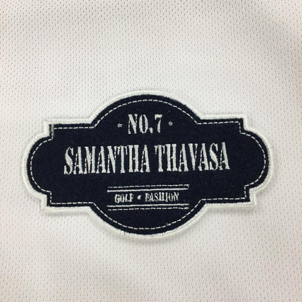 【美品】サマンサタバサ No.7 半袖ポロシャツ 白×ピンク バックロゴプリント レディース 40 ゴルフウェア Samantha Thavasa