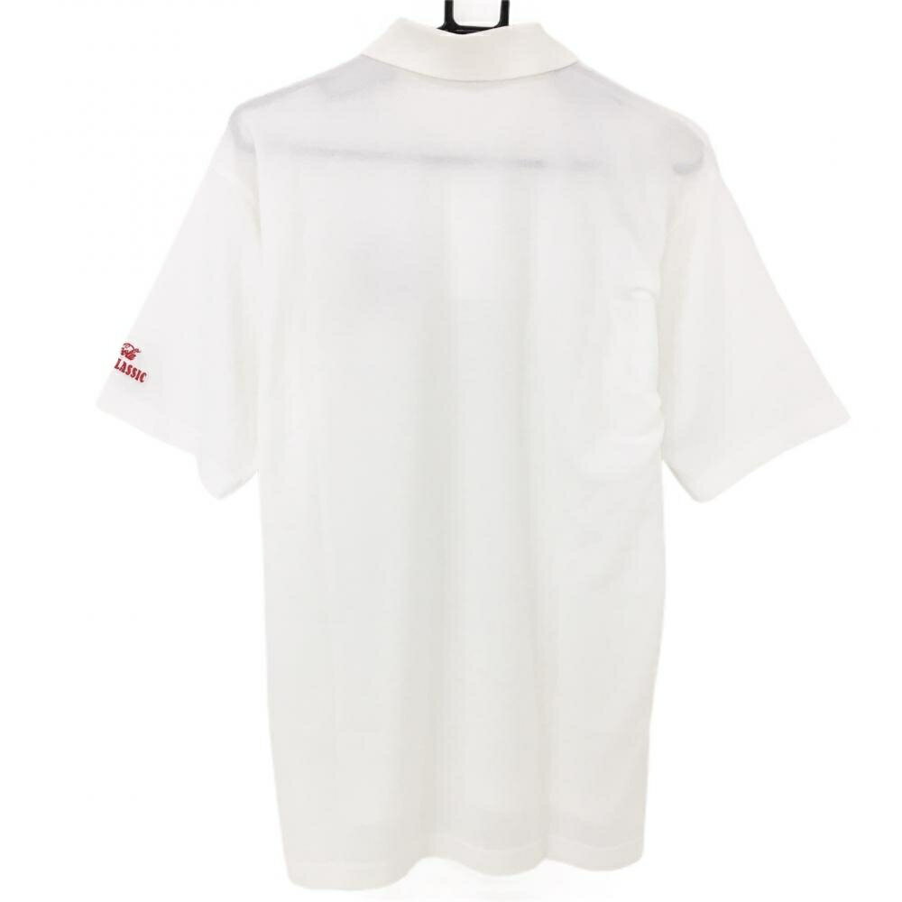 【美品】ブリヂストン 半袖ポロシャツ 白×レッド ワッペン 袖刺しゅう メンズ M ゴルフウェア Bridgestone