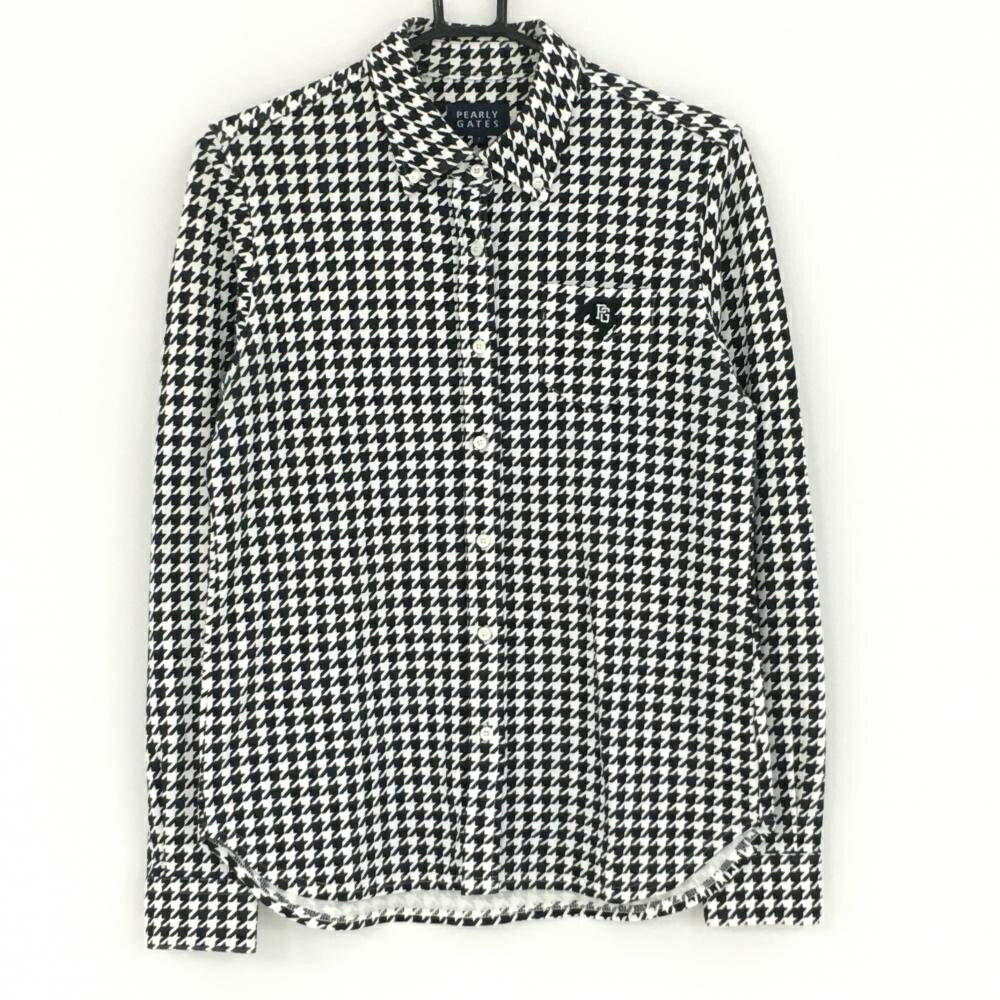 パーリーゲイツ 長袖シャツ 黒×白 千鳥格子 レディース 1(M) ゴルフウェア PEARLY GATES