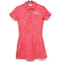 ★特価★【超美品】パラディーゾ 半袖ポロワンピース ピンクレッド×白 花柄 レディース M ゴルフウェア Paradiso