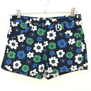 ★特価★ジャックバニー ショートパンツ ネイビー×ブルー 花柄 バックロゴ刺しゅう 色褪せ レディース ゴルフウェア Jack Bunny