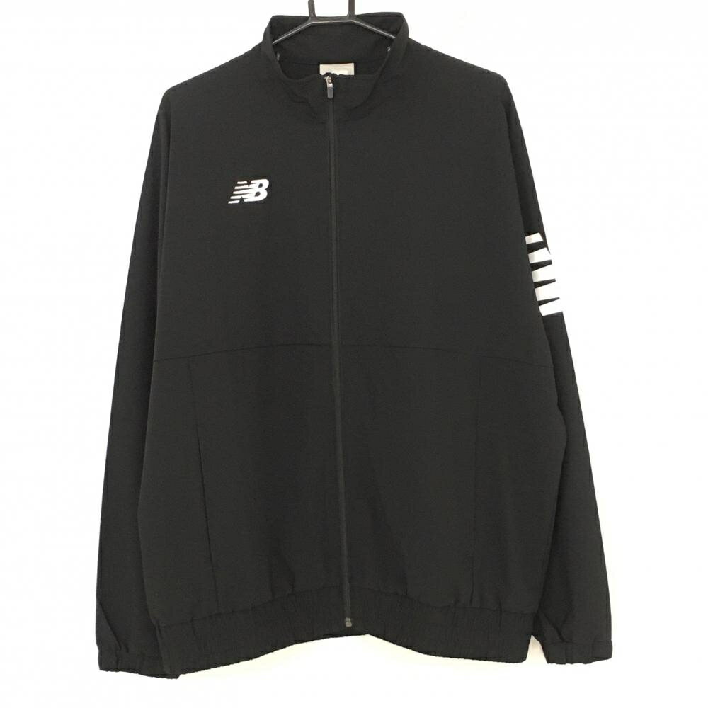 ★特価15%OFF★【超美品】ニューバランス ジャケットブルゾン 黒×白 ロゴ刺しゅう 袖ビッグプリント メンズ L ゴルフウェア New Balance