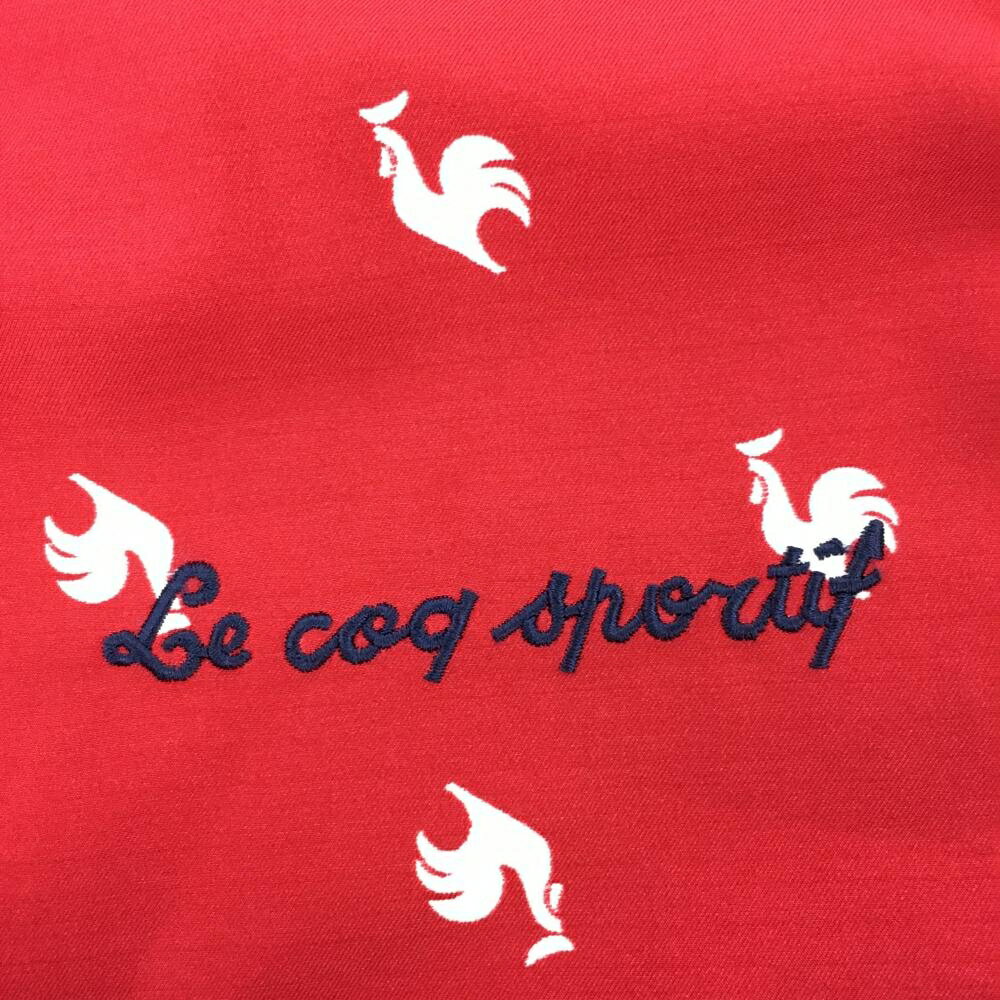 【超美品】ルコック ベスト レッド×白 ロゴ総柄 Vネック ロゴ刺しゅう 裏地メッシュ メンズ M ゴルフウェア le coq sportif 3