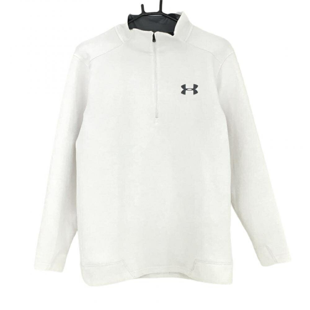 ★特価15%OFF★【美品】アンダーアーマー ハイネックトレーナー 白 ハーフジップ コールドギア メンズ M ゴルフウェア UNDER ARMOUR