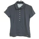 ★特価★【美品】ナイキゴルフ 半袖ポロシャツ グレー×ブラウン 背面チェック DRY-FIT レディース L ゴルフウェア NIKE