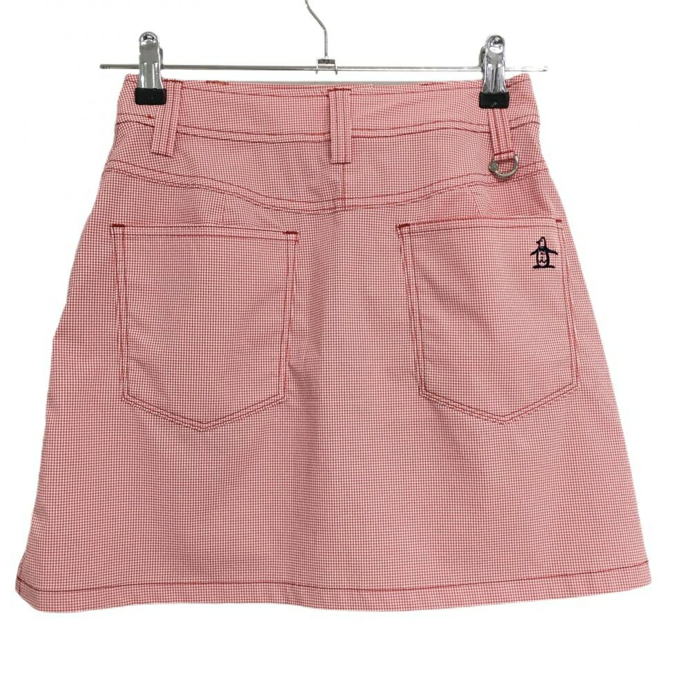 【超美品】マンシングウェア スカート レッド×白 ギンガムチェック ストレッチ レディース 7(S) ゴルフウェア Munsingwear