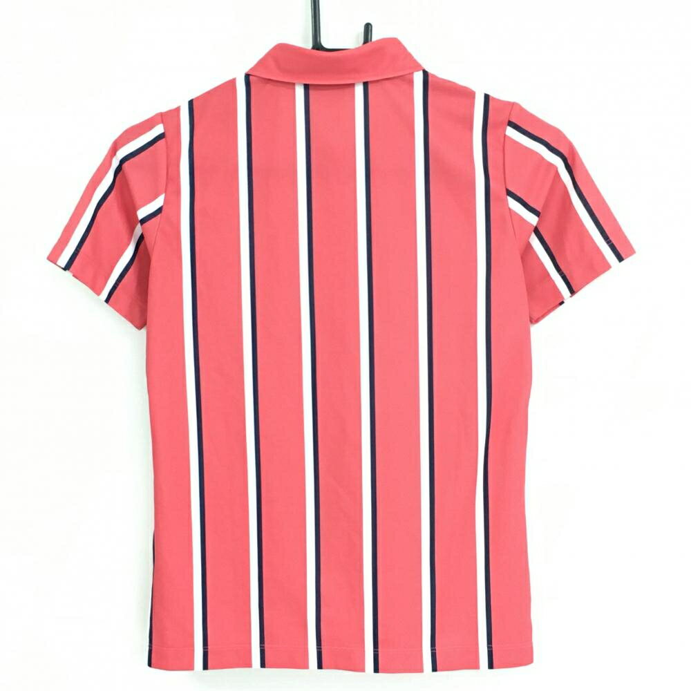 カッパ 半袖ポロシャツ ピンクレッド×白 ストライプ レディース S ゴルフウェア Kappa