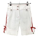 ★特価★【美品】ビバハート ハーフパンツ 白×レッド ステッチ サイドライン ストレッチ レディース 38(S) ゴルフウェア VIVA HEART