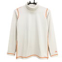 ★特価★【美品】アディダス 長袖ハイネックシャツ アイボリー×オレンジ 裏微起毛 インナーシャツ レディース M/M ゴルフウェア adidas