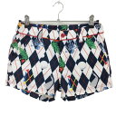 ★特価★【超美品】ラッセルノ ショートパンツ 白×ネイビー アーガイル柄 ゴルフ スカル レディース 1(M) ゴルフウェア RUSSELUNO