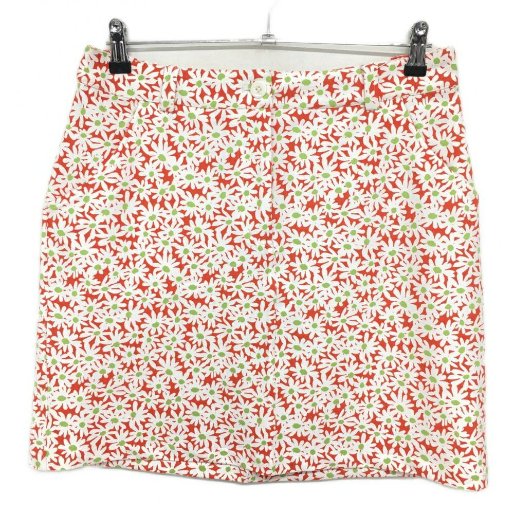 ★特価5%OFF★【新品】ブラックアンドホワイト スカート レッド×白 花柄 インナーパンツ付 吸水速乾 レディース LL ゴルフウェア Black＆White