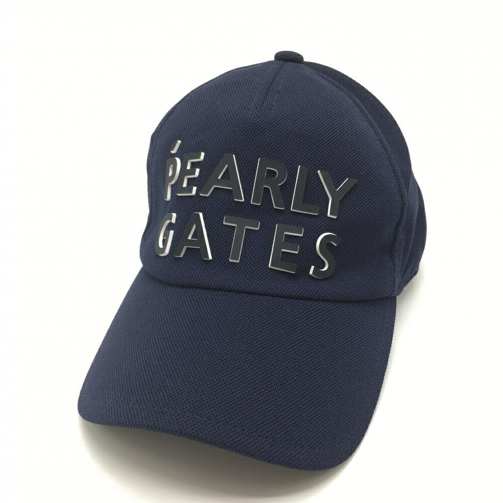 ★特価5%OFF★【超美品】パーリーゲイツ キャップ ネイビー メッシュ調 立体ロゴ FR ゴルフウェア PEARLY GATES