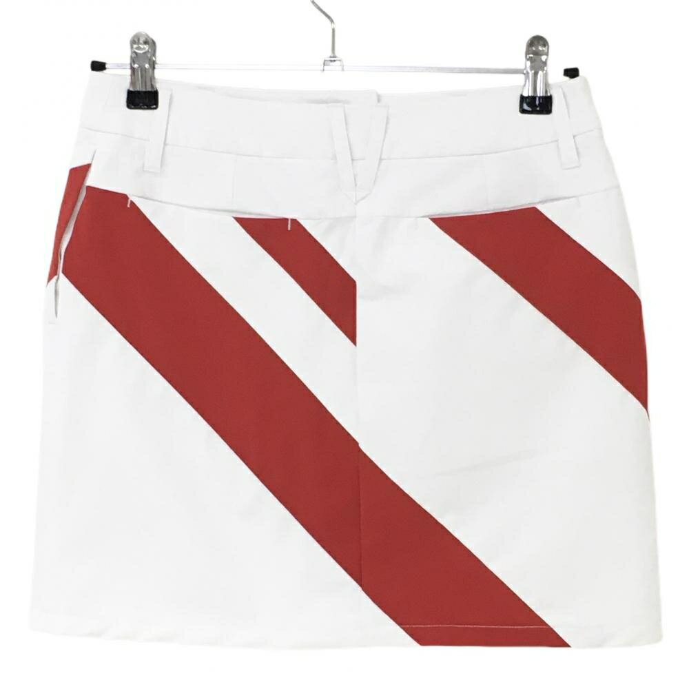 【超美品】デサントゴルフ スカート 白×レッド 中田英寿 内側インナーパンツ レディース 64/M(M) ゴルフウェア DESCENTE
