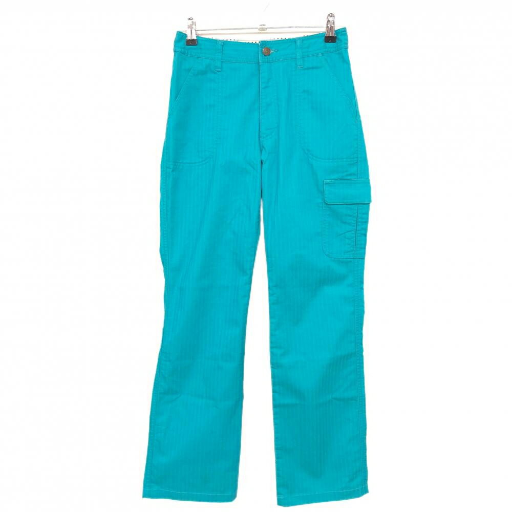 【美品】コルウィン パンツ ライトブルー ストライプ織生地 ストレッチ レディース 7 ゴルフウェア Kol..