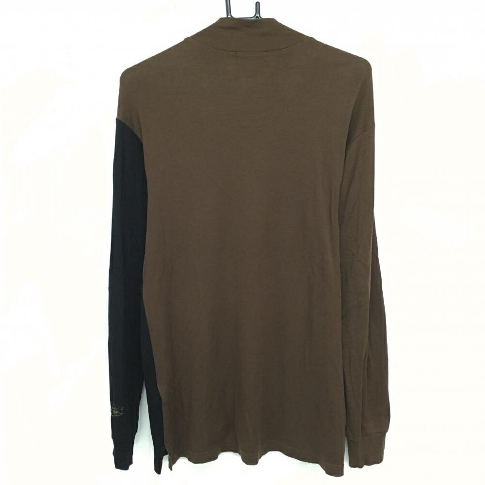 ダンスウィズドラゴン 長袖ハイネックシャツ 黒×ブラウン バイカラー スカルワッペン メンズ 2(M) ゴルフウェア Dance With Dragon