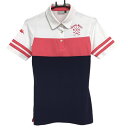 【当店ポイント5倍!12月1日限り!】★特価★【新品】カッパ 半袖ポロシャツ 白×ピンク×ネイビー 袖2ライン 吸汗速乾 UPF50 レディース L ゴルフウェア Kappa その1