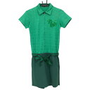 ★特価★ダンスウィズドラゴン 半袖ポロワンピース グリーン 上部総柄 オールインワン レディース 2(M) ゴルフウェア Dance With Dragon