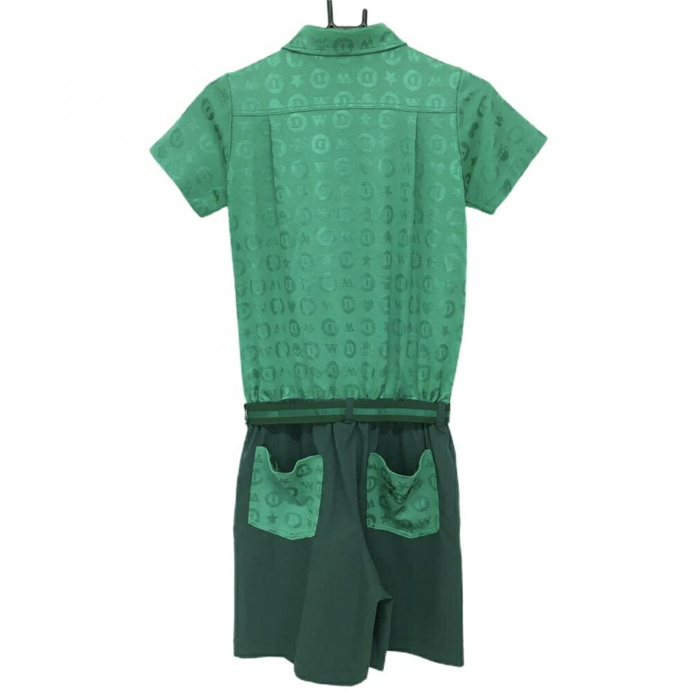 ダンスウィズドラゴン 半袖ポロワンピース グリーン 上部総柄 オールインワン レディース 2(M) ゴルフウェア Dance With Dragon