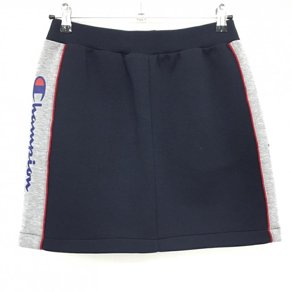 【超美品】チャンピオン スカート ダークネイビー×グレー ロゴワッペン サイドプリント レディース LARGE ゴルフウェア Champion