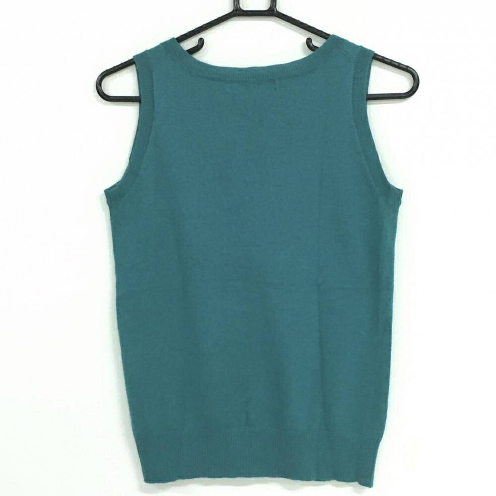 デルソル ニットベスト グリーン Vネック ロゴ白 レディース M ゴルフウェア DELSOL